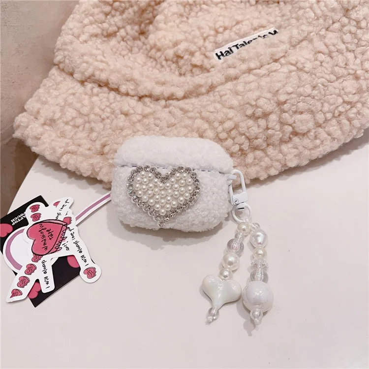 Para AirPods Pro 2 Earbuds Case Soft TPU Fluffy Warm Shockproof Protector com Pendant
