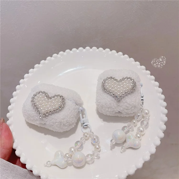 Para AirPods Pro 2 Earbuds Case Soft TPU Fluffy Warm Shockproof Protector com Pendant