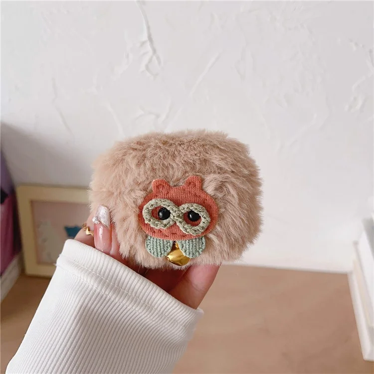 Para AirPods Pro 2 Cartoon Owl Soft Plush Bluetooth Earphone Case Anti-drop Cover with Buckle