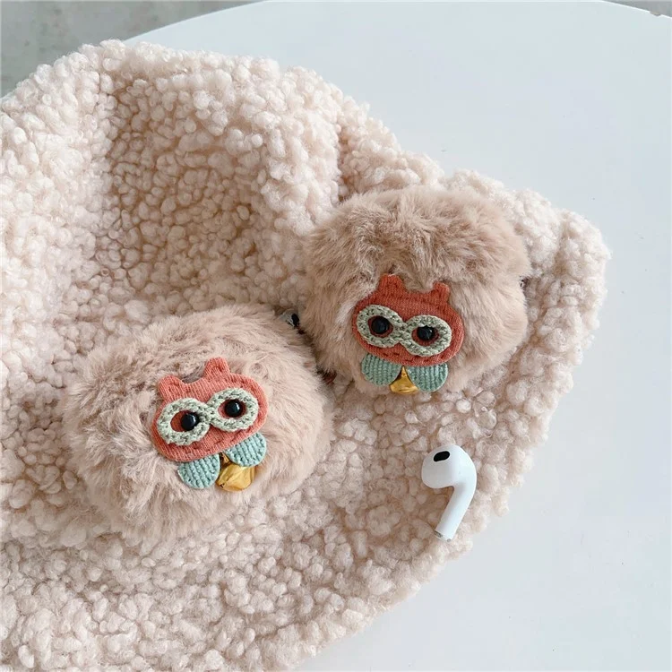 Para AirPods Pro 2 Cartoon Owl Soft Plush Bluetooth Earphone Case Anti-drop Cover with Buckle