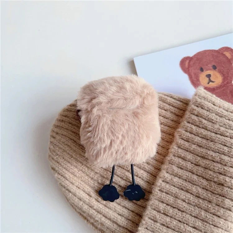 Plush Case for AirPods with Charging Case (2016) / (2019) / AirPods with Wireless Charging Case (2019) Cartoon Raccoon Earphone Cover - Black