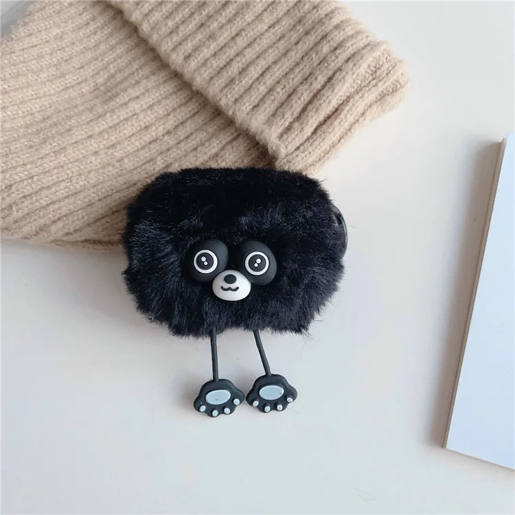 Per Apple AirPods Pro 2 Case Cartoon Raccoon Bluetooth Earphone Plush Cover with Ring Buckle - Nero