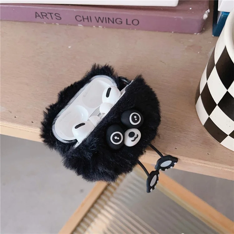 Per Apple AirPods Pro 2 Case Cartoon Raccoon Bluetooth Earphone Plush Cover with Ring Buckle - Nero