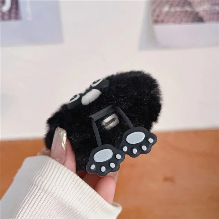 Per Apple AirPods Pro 2 Case Cartoon Raccoon Bluetooth Earphone Plush Cover with Ring Buckle - Nero