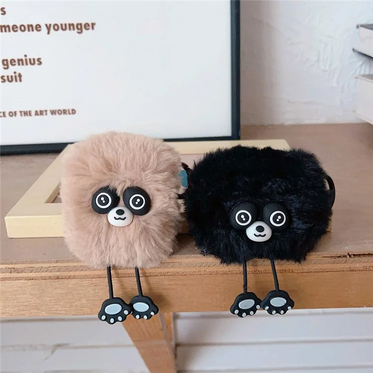 Per Apple AirPods Pro 2 Case Cartoon Raccoon Bluetooth Earphone Plush Cover with Ring Buckle - Nero