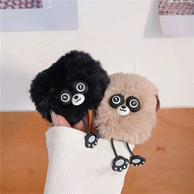Per Apple AirPods Pro 2 Case Cartoon Raccoon Bluetooth Earphone Plush Cover with Ring Buckle - Nero