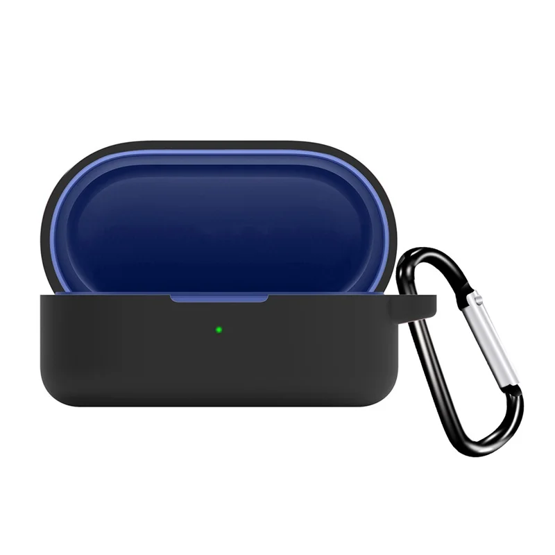 For OnePlus Nord Buds 2R Earphone Anti-drop Case Silicone Protective Cover with Anti-lost Buckle - Black