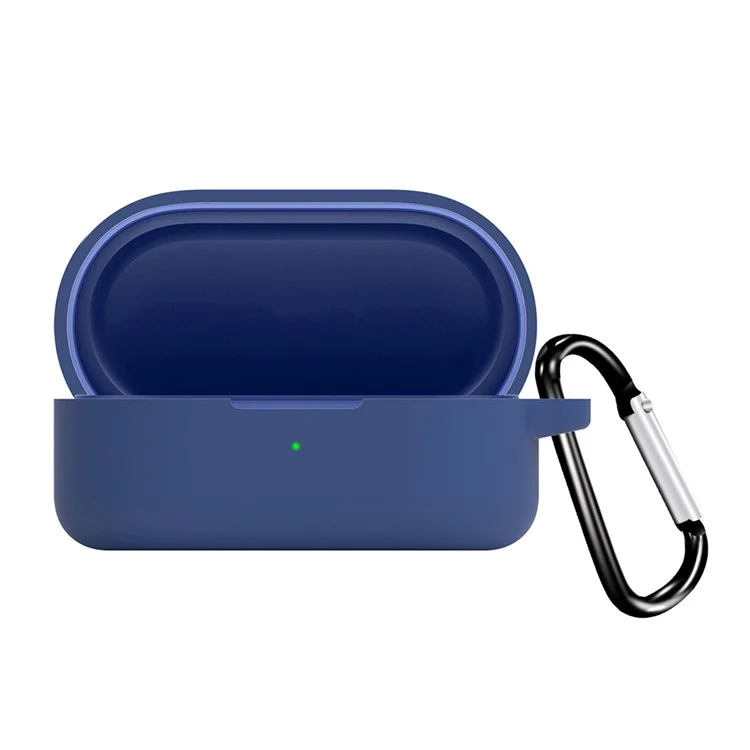 For OnePlus Nord Buds 2R Earphone Anti-drop Case Silicone Protective Cover with Anti-lost Buckle - Dark Blue