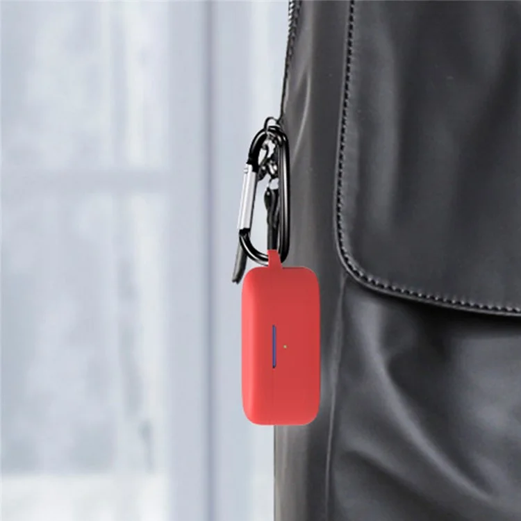 For OnePlus Nord Buds 2R Earphone Anti-drop Case Silicone Protective Cover with Anti-lost Buckle - Dark Blue