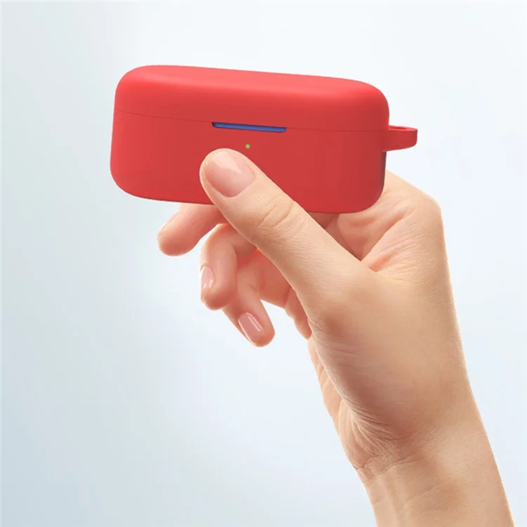 For OnePlus Nord Buds 2R Earphone Anti-drop Case Silicone Protective Cover with Anti-lost Buckle - Dark Blue
