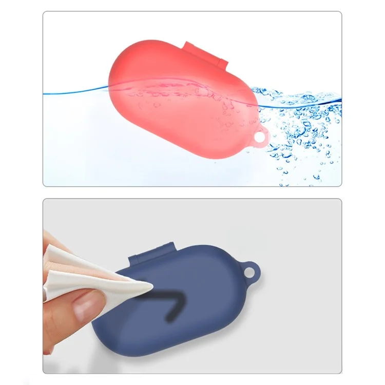 For OnePlus Nord Buds 2R Earphone Anti-drop Case Silicone Protective Cover with Anti-lost Buckle - Dark Blue