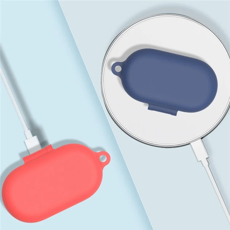 For OnePlus Nord Buds 2R Earphone Anti-drop Case Silicone Protective Cover with Anti-lost Buckle - Dark Blue