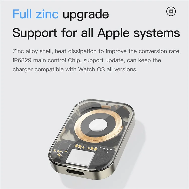 TOTU Zinc-Serie für Apple Watch Tragbares kabelloses Ladegerät Smart Watch Magnetisches Ladedock - USB-A-Stecker