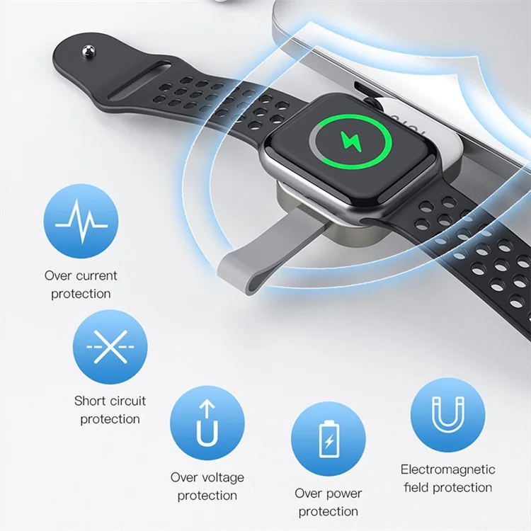 TOTU Zinc-Serie für Apple Watch Tragbares kabelloses Ladegerät Smart Watch Magnetisches Ladedock - USB-A-Stecker