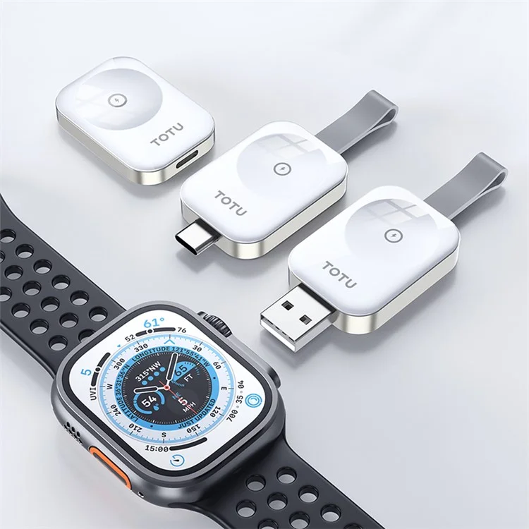 TOTU Zinc Series For Apple Watch Portable Wireless Charger Smart Watch Magnetic Charging Dock - USB-C Plug