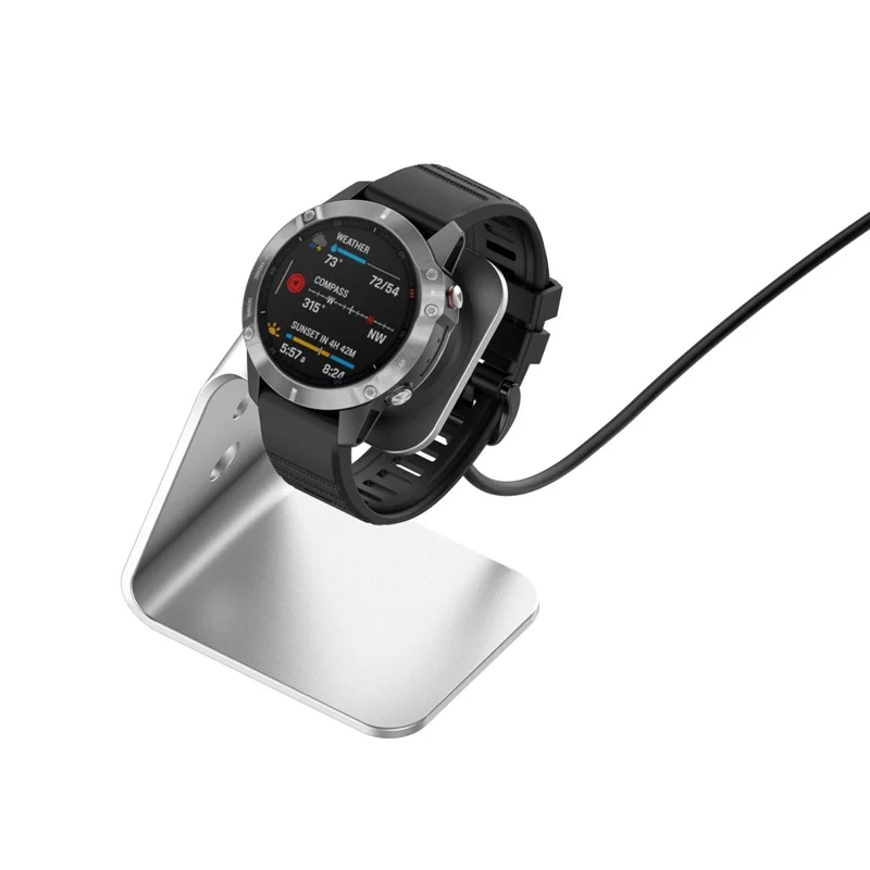 For Garmin Venu 3 / Venu 3S / Vivoactiv 5 Watch Charger Stand Aluminium Alloy Charging Dock with Data Function - Left Port / Silver
