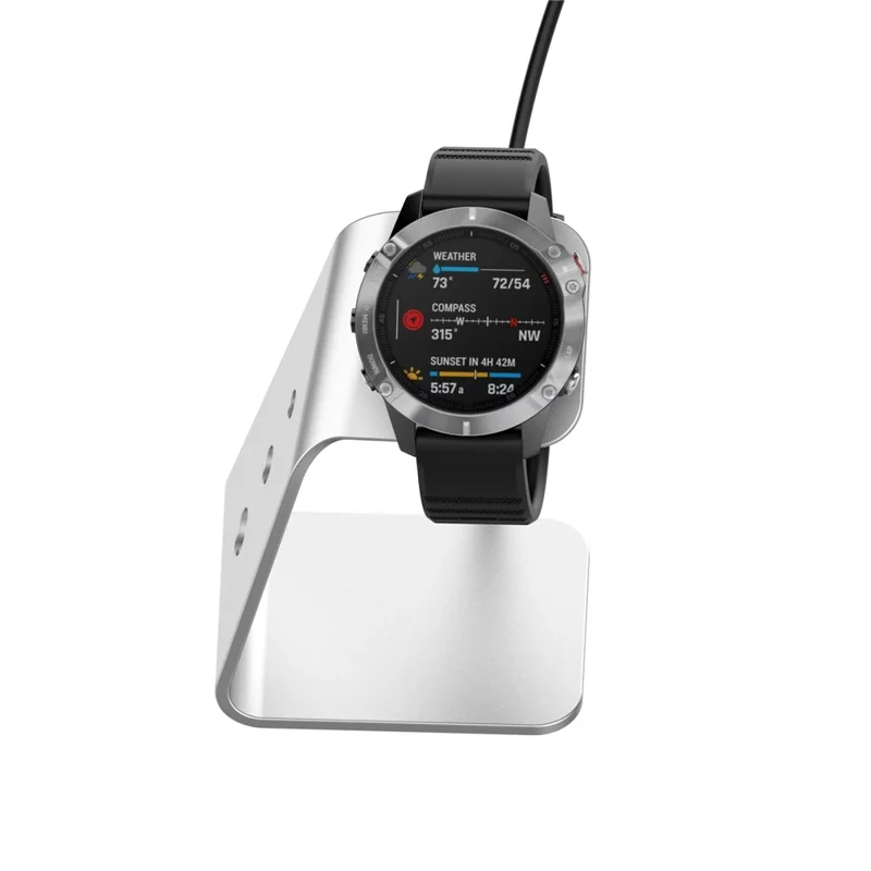 For Garmin Venu 3 / Venu 3S / Vivoactiv 5 Watch Charger Stand Aluminium Alloy Charging Dock with Data Function - Left Port / Silver