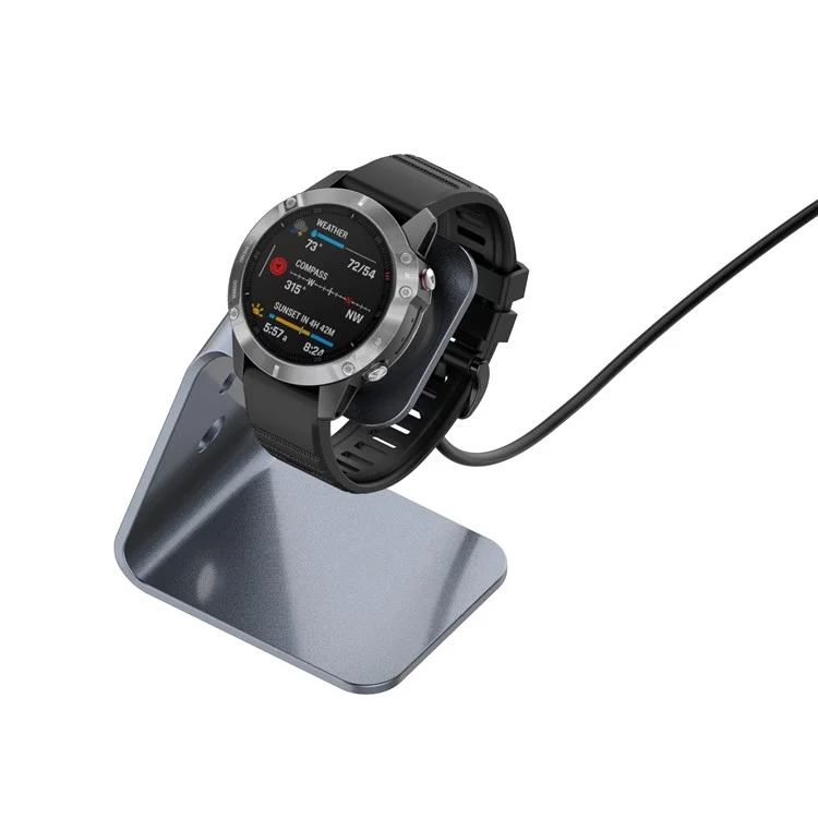 For Garmin Venu 3 / Venu 3S / Vivoactiv 5 Watch Charger Stand Aluminium Alloy Charging Dock with Data Function - Left Port / Grey