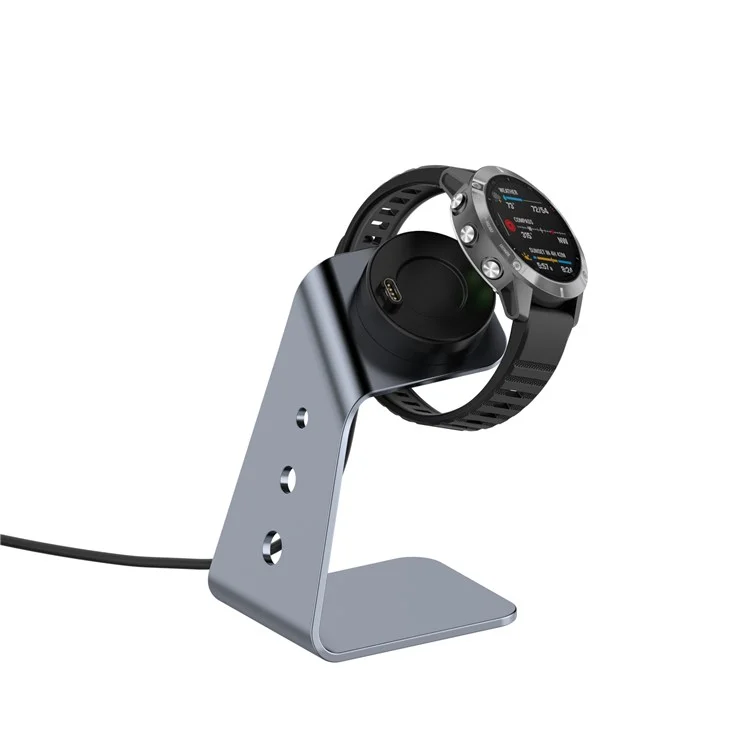 For Garmin Venu 3 / Venu 3S / Vivoactiv 5 Watch Charger Stand Aluminium Alloy Charging Dock with Data Function - Left Port / Grey