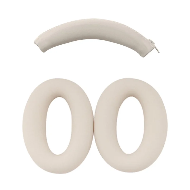 For Sony WH-XB910N Headphone Head Beam + Earpad Covers Set Silicone Protective Sleeve - Beige