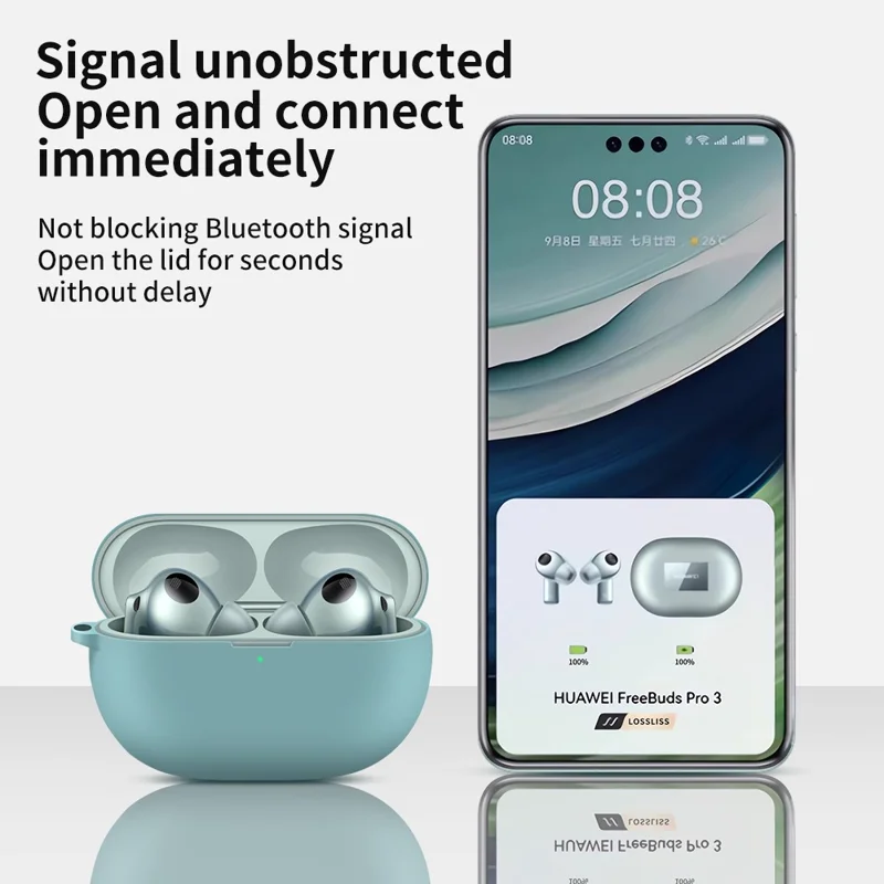 Para Huawei FreeBuds Pro 3 Funda de Silicona Anti-caída Funda para Auricular con Mosquetón - Blanco