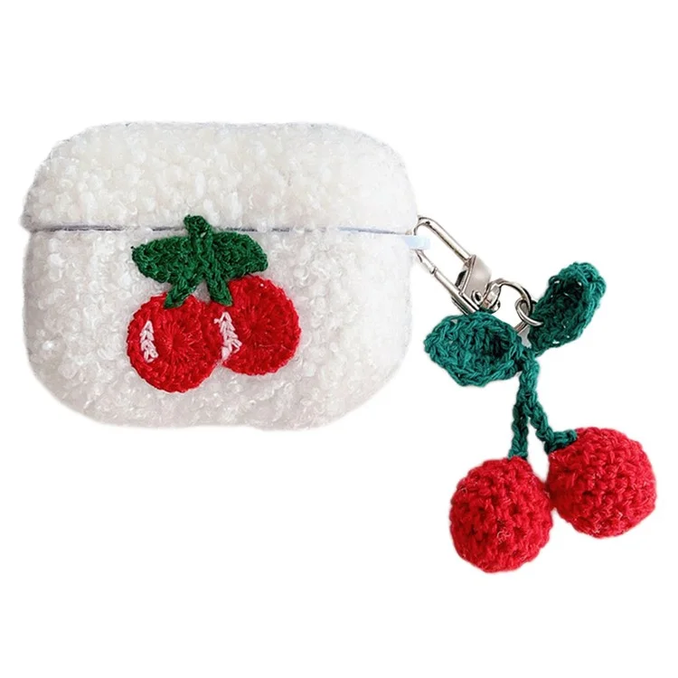 Pour Apple AirPods Pro 2 Cherry Earphone Case Bluetooth Earbud Plush Fluff Cover avec Pendant
