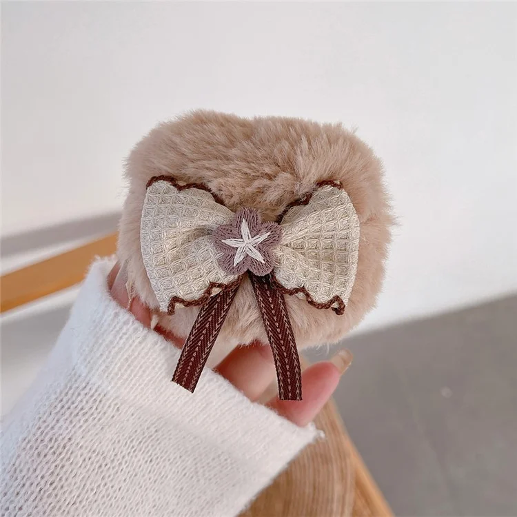 Per AirPods Pro 2 Lovely Bowknot Decor Bluetooth Earphone Case Soft Plush Protective Cover