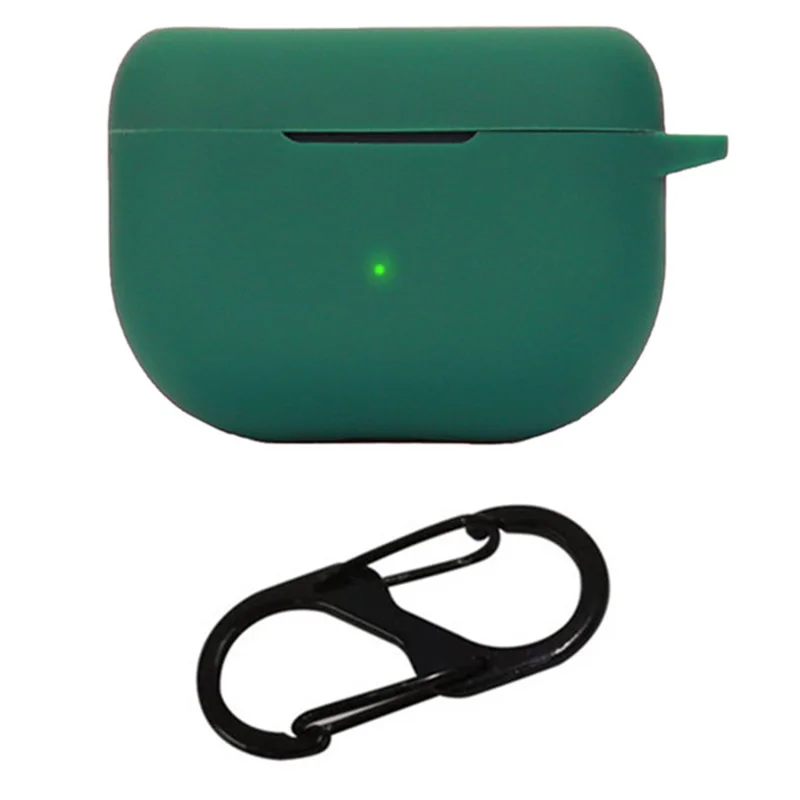 For Jabra Elite 8 Active Anti-drop Earphone Case Soft Silicone Cover with Hanging Buckle - Blackish Green