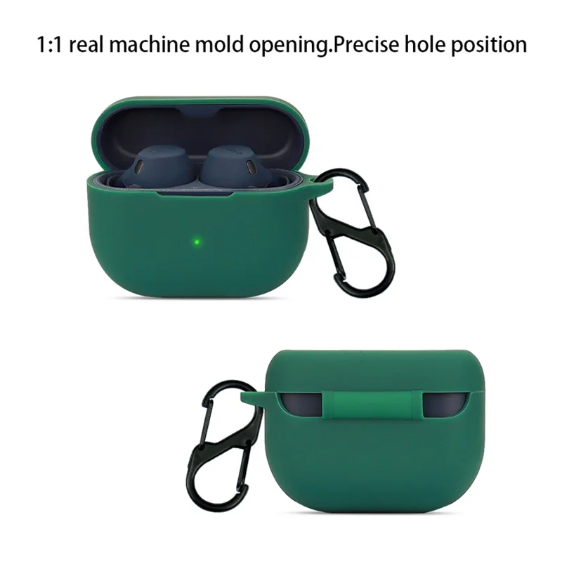 For Jabra Elite 8 Active Anti-drop Earphone Case Soft Silicone Cover with Hanging Buckle - Blackish Green