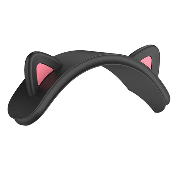 Para Airpods Max Fone de Ouvido, Capa de Silicone, Design de Orelha de Gato de Capa de Gato Manga Protetora - Preto