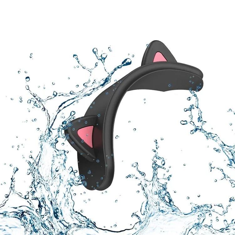 Para Airpods Max Fone de Ouvido, Capa de Silicone, Design de Orelha de Gato de Capa de Gato Manga Protetora - Preto