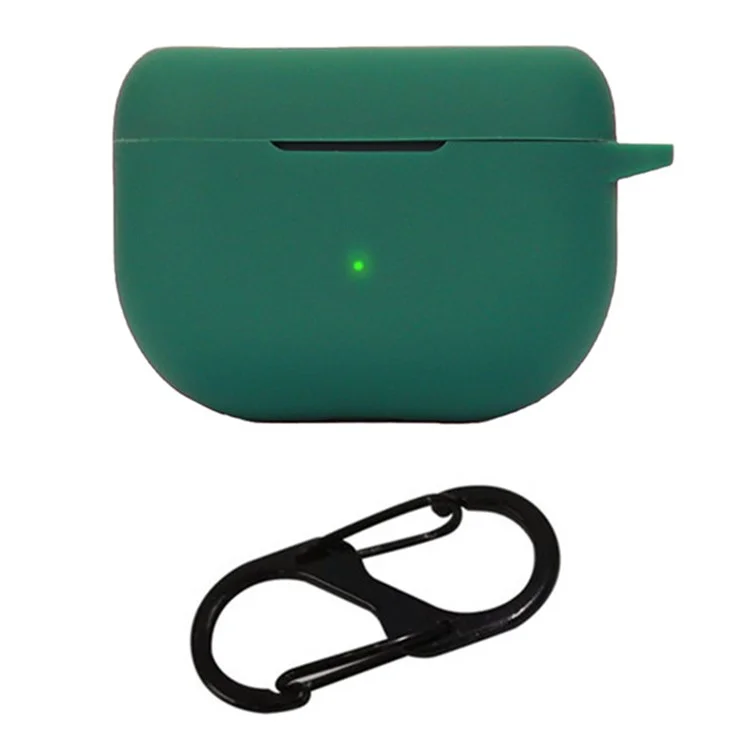 For Jabra Elite 10 2023 Silicone Case Bluetooth-compatible Earphone Sleeve Headphone Charging Bin Cover with Buckle - Blackish Green