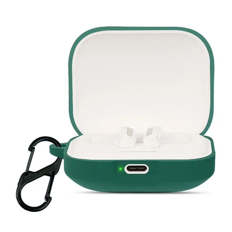 Custodia per auricolari Bluetooth per Xiaomi Redmi Buds 5 Headphone Charging Bin Cover Custodia in silicone con fibbia - Verde bluastro