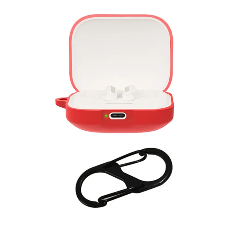 Bluetooth-compatible Earphone Sleeve for Xiaomi Redmi Buds 5 Headphone Charging Bin Cover Silicone Case with Buckle - Red