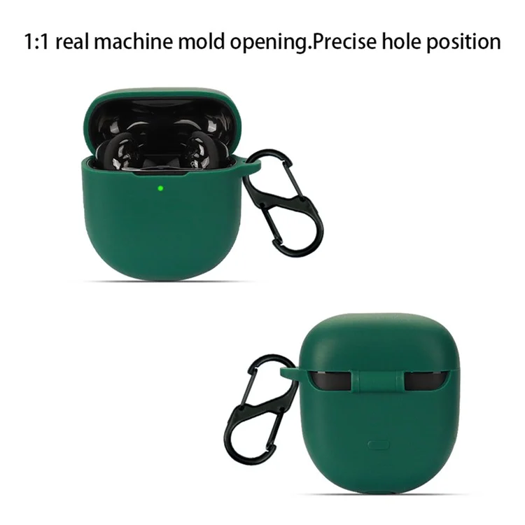 For Bose QuietComfort Ultra Silicone Case Full Protective Earphone Cover with Carabiner - Blackish Green