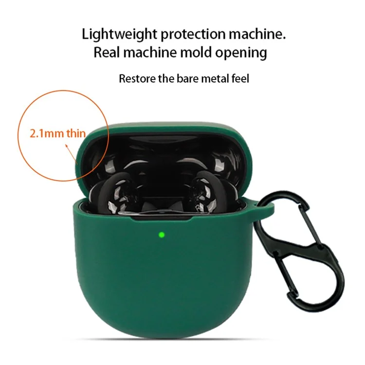 For Bose QuietComfort Ultra Silicone Case Full Protective Earphone Cover with Carabiner - Blackish Green