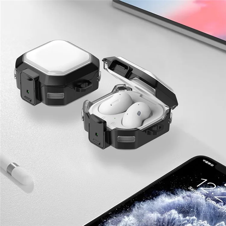 For Samsung Buds Live / Buds 2 / Buds Pro / Buds 2 Pro Charging Case Cover Bluetooth-compatible Headset TPU+PC Protective Case - Black
