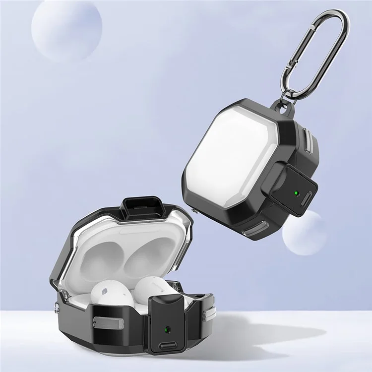 For Samsung Buds Live / Buds 2 / Buds Pro / Buds 2 Pro Charging Case Cover Bluetooth-compatible Headset TPU+PC Protective Case - Black