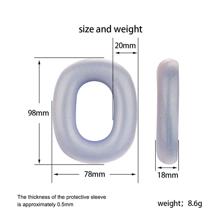 Per AirPods Max Headphone Silicone Earmuff Shell Earpad Cover Headband Cover Crossbeam Cover Set - Trasparente