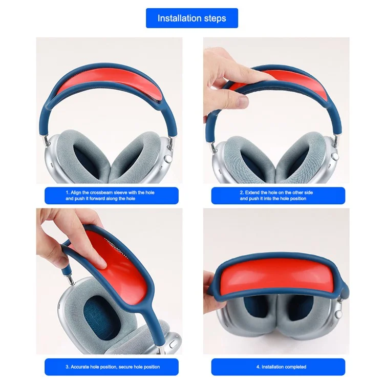 For AirPods Max Headphone Silicone Earmuff Shell Earpad Cover Headband Cover Crossbeam Cover Set - Transparent