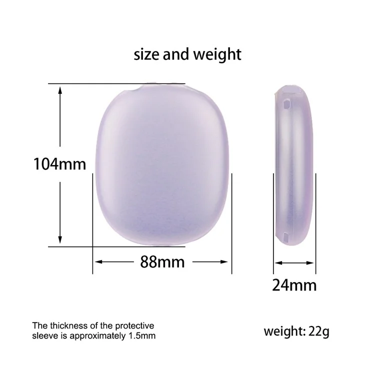 Per AirPods Max Headphone Silicone Earmuff Shell Earpad Cover Headband Cover Crossbeam Cover Set - Trasparente