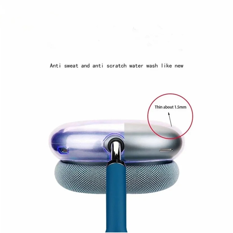 1 Pair For AirPods Max with USB-C / Max Ear Pad TPU Case Sleeve Clear Design Headphone Earpad Cover - Transparent
