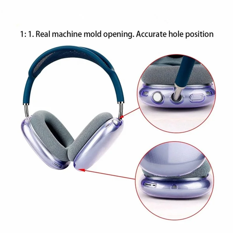 1 Pair For AirPods Max with USB-C / Max Ear Pad TPU Case Sleeve Clear Design Headphone Earpad Cover - Transparent