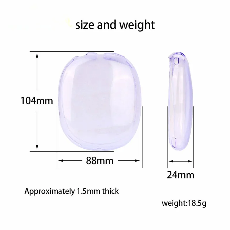1 Pair For AirPods Max with USB-C / Max Ear Pad TPU Case Sleeve Clear Design Headphone Earpad Cover - Transparent