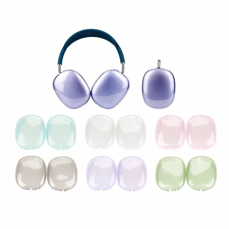 1 Pair For AirPods Max with USB-C / Max Ear Pad TPU Case Sleeve Clear Design Headphone Earpad Cover - Transparent