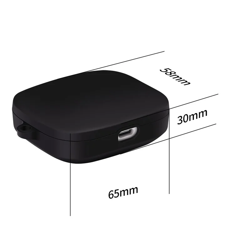 Anti-Kratzen-Hülle für Xiaomi Redmi Buds 5 Bluetooth-Kopfhörer, Ladekoffer, Silikonhülle mit Schnalle - Schwarz