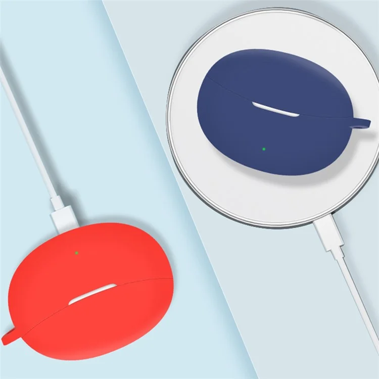 For OPPO Enco Air3 Pro Bluetooth-compatible Earphone Silicone Case Anti-dust Protective Cover - Red