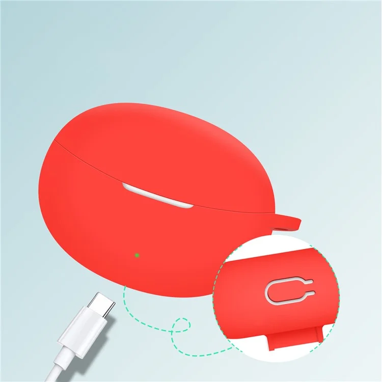 For OPPO Enco Air3 Pro Bluetooth-compatible Earphone Silicone Case Anti-dust Protective Cover - Red