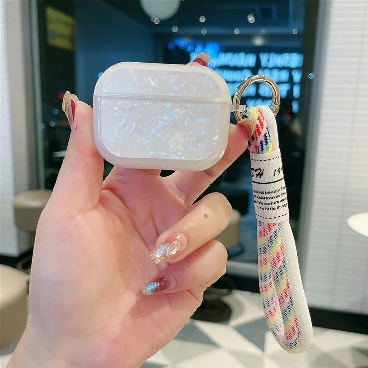 Para Apple AirPods Pro Protective Case TPU Portable Earphone Cover with Hand Strap - Shell Pattern