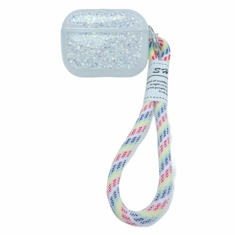 Pour Apple AirPods Pro Étui pour écouteurs Glitter TPU Titulaire d'écouteurs avec dragonne - Argent